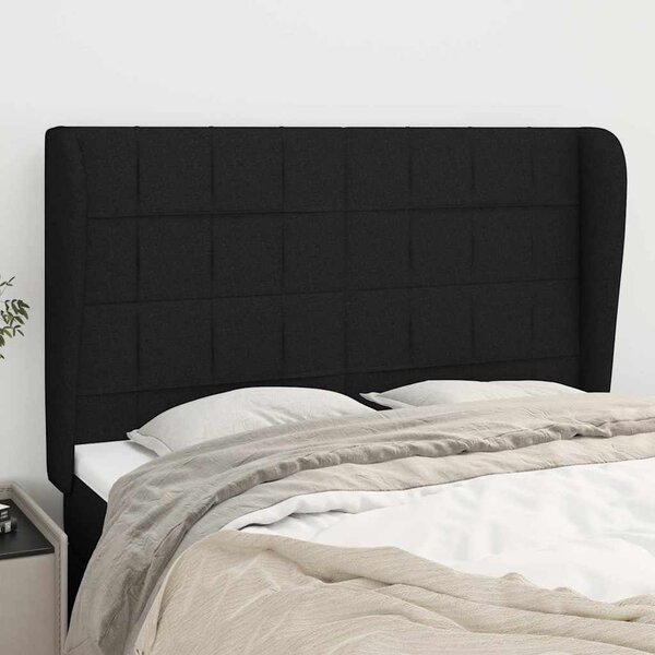 Čelo postele typu ušák černé 147x23x118/128 cm textil 3117956