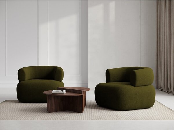 Zelené křeslo z textilie bouclé Jenny – Micadoni Home