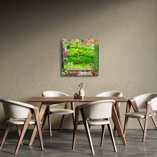 Obraz - Kouzelná zahrada s labutěmi (30x30 cm)