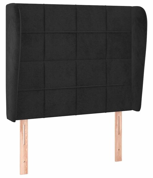 Čelo postele typu ušák černé 93x23x118/128 cm samet 3117994