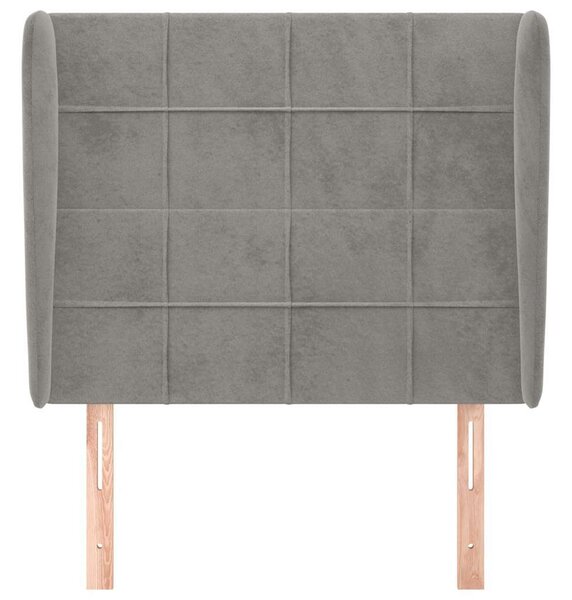 Čelo postele typu ušák světle šedé 93 x 23 x 118/128 cm samet 3117992