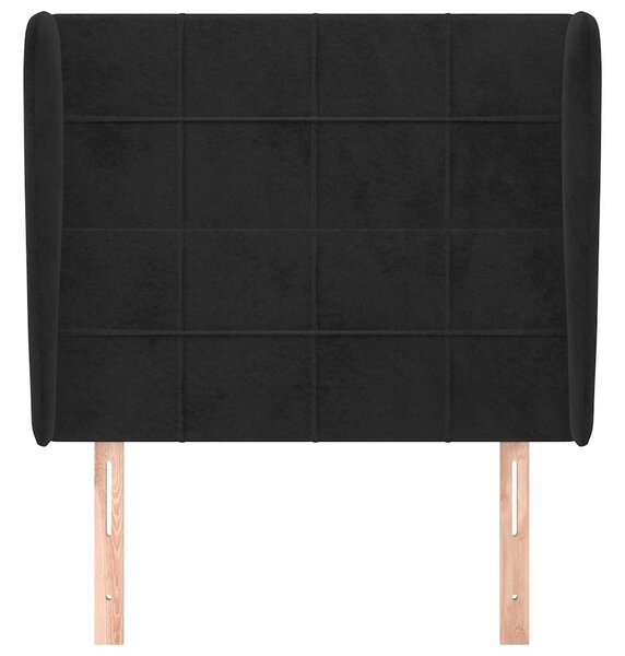 Čelo postele typu ušák černé 93x23x118/128 cm samet 3117994