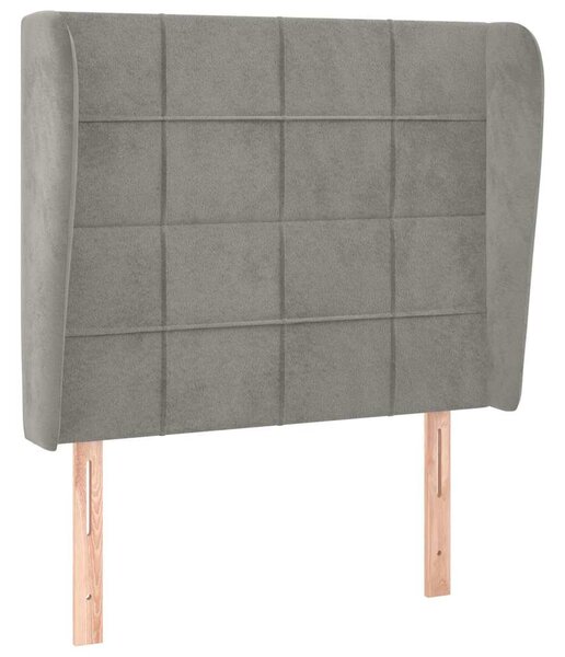 Čelo postele typu ušák světle šedé 93 x 23 x 118/128 cm samet 3117992