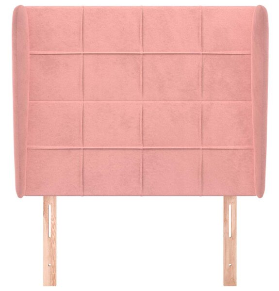 Čelo postele typu ušák růžové 83 x 23 x 118/128 cm samet 3117991