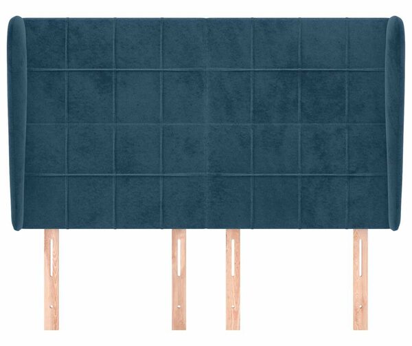 Čelo postele typu ušák tmavě modrá 147x23x118/128 cm samet 3118008