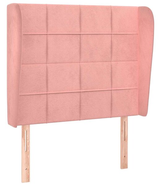 Čelo postele typu ušák růžové 83 x 23 x 118/128 cm samet 3117991