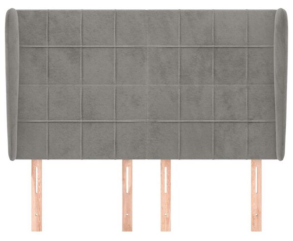 Čelo postele typu ušák světle šedé 147x23x118/128 cm samet 3118004