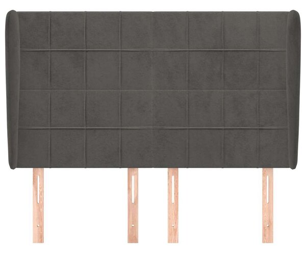 Čelo postele typu ušák tmavě šedé 147x23x118/128 cm samet 3118005