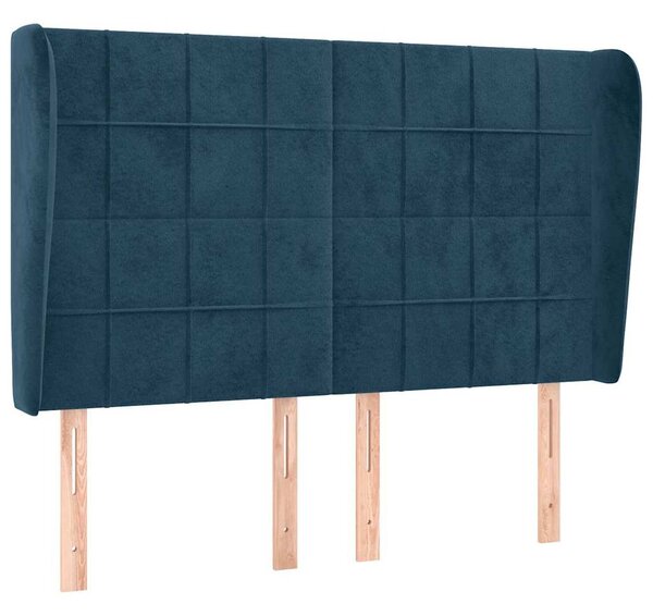 Čelo postele typu ušák tmavě modrá 147x23x118/128 cm samet 3118008