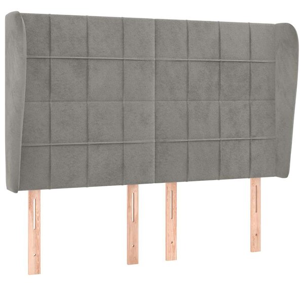 Čelo postele typu ušák světle šedé 147x23x118/128 cm samet 3118004