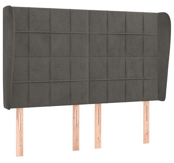 Čelo postele typu ušák tmavě šedé 147x23x118/128 cm samet 3118005