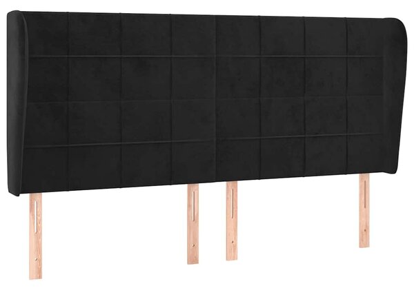 Čelo postele typu ušák černé 183x23x118/128 cm samet 3118018