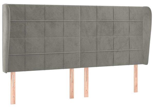 Čelo postele typu ušák světle šedé 183x23x118/128 cm samet 3118016