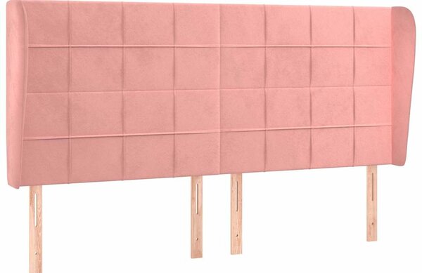 Čelo postele typu ušák růžová 163x23x118/128 cm samet 3118015