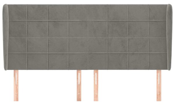 Čelo postele typu ušák světle šedé 183x23x118/128 cm samet 3118016