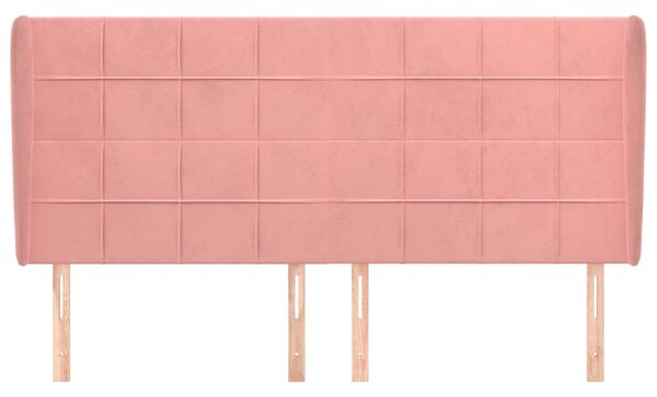 Čelo postele typu ušák růžová 163x23x118/128 cm samet 3118015
