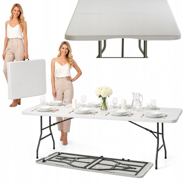 Skládací zahradní stůl Bankietowo plast bílý 180x74 cm