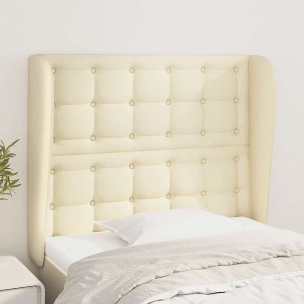 Čelo postele typu ušák krémové 83 x 23 x 118/128 cm umělá kůže 3118030