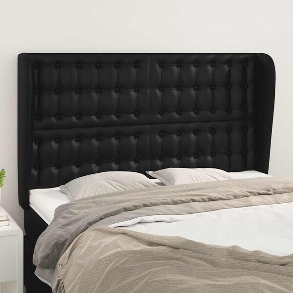 Čelo postele typu ušák černé 147x23x118/128 cm umělá kůže 3118046