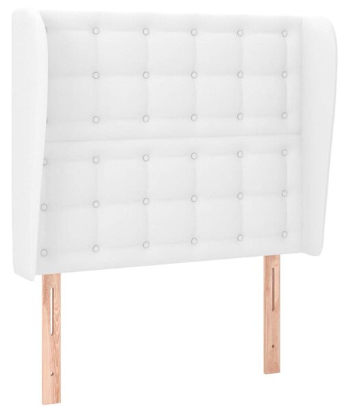 Čelo postele typu ušák bílé 103 x 23 x 118/128 cm umělá kůže 3118041