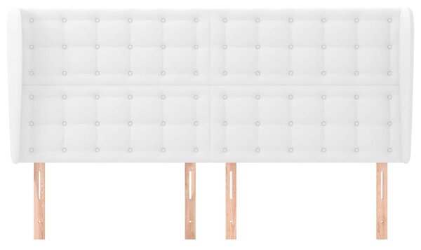 Čelo postele typu ušák bílá 203x23x118/128 cm umělá kůže 3118065