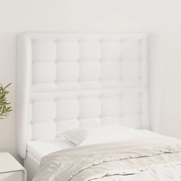 Čelo postele typu ušák bílé 103 x 23 x 118/128 cm umělá kůže 3118041