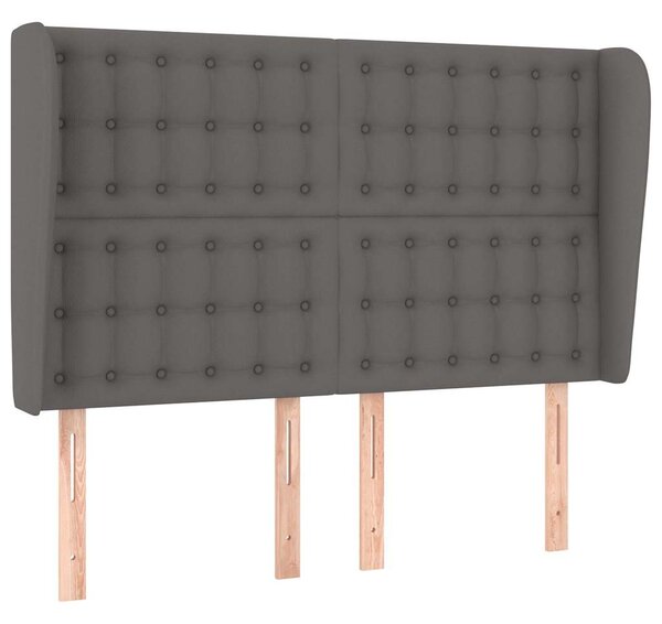 Čelo postele typu ušák tmavě šedé 147x23x118/128 cm umělá kůže 3118050