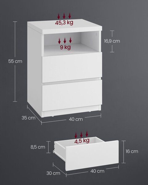 Set dvou nočních stolků s LED osvětlením LET834W01