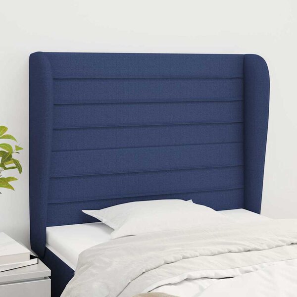 Čelo postele typu ušák modré 83 x 23 x 118/128 cm textil 3118076