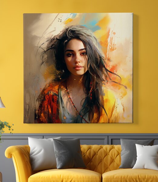 Obraz na plátně - Willow, Žena v boho stylu FeelHappy.cz Vyberte rozměr (Šířka/Výška): 40 x 40 cm