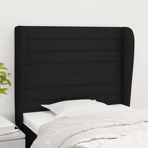 Čelo postele typu ušák černé 93x23x118/128 cm textil 3118080