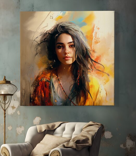 Obraz na plátně - Willow, Žena v boho stylu FeelHappy.cz Vyberte rozměr (Šířka/Výška): 40 x 40 cm