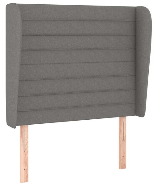 Čelo postele typu ušák tmavě šedé 93x23x118/128 cm textil 3118079