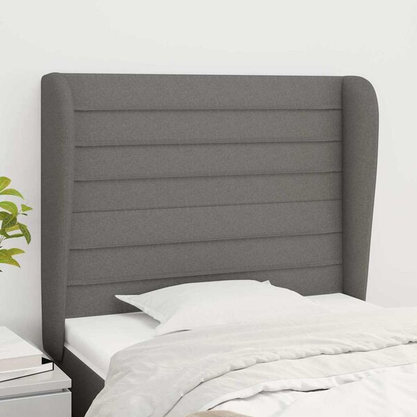 Čelo postele typu ušák tmavě šedé 93x23x118/128 cm textil 3118079