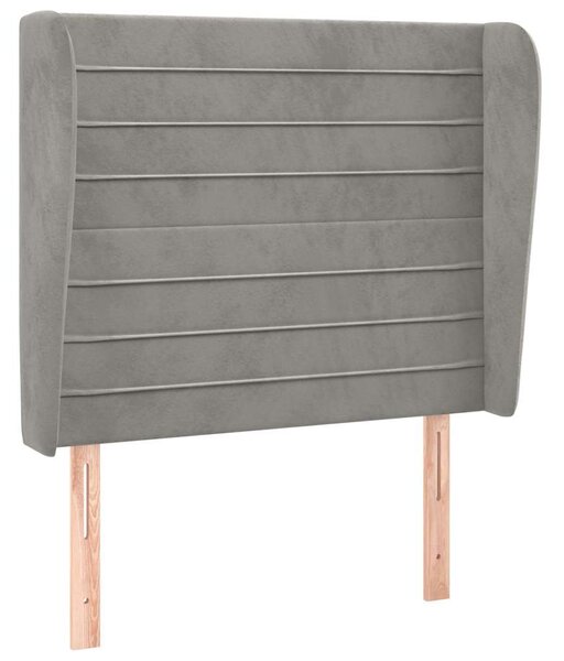 Čelo postele typu ušák světle šedé 103x23x118/128 cm samet 3118138