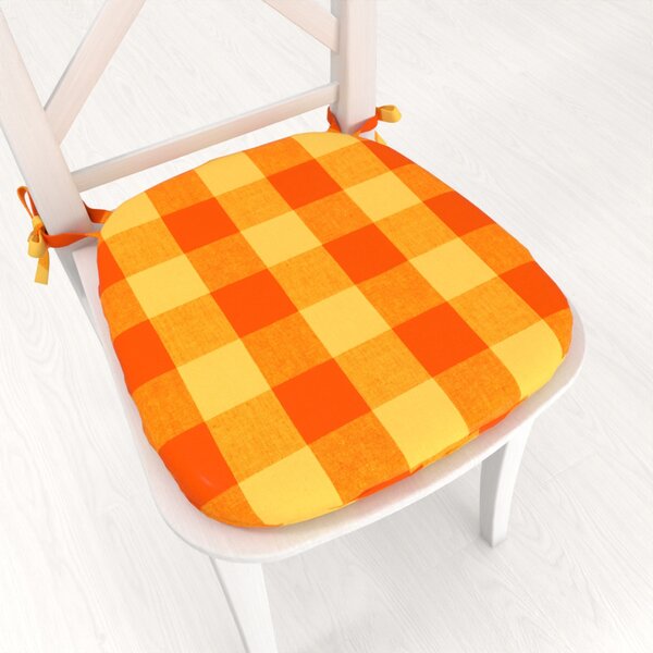 Biante Oblý bavlněný podsedák Olivia OL-003 Oranžovo-žlutá kostka velká - 39x37x3 cm