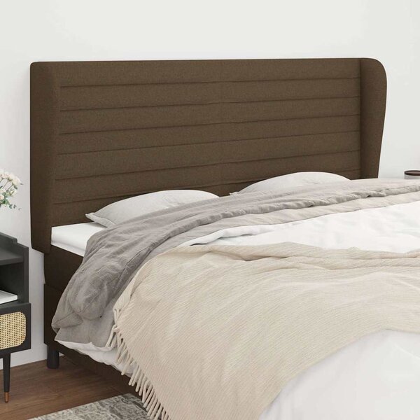 Čelo postele typu ušák tmavě hnědé 183x23x118/128 cm textil 3118113