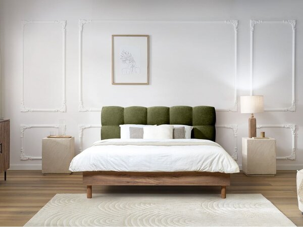 Zelená čalouněná dvoulůžková postel s roštem 160x200 cm Kumo – Bobochic Paris