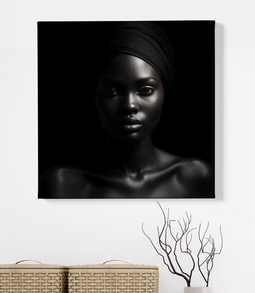 Obraz na plátně - Afričanka Amena s černým šátkem FeelHappy.cz Vyberte rozměr (Šířka/Výška): 40 x 40 cm