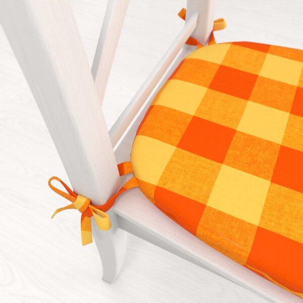Biante Oblý bavlněný podsedák Olivia OL-003 Oranžovo-žlutá kostka velká - 39x37x3 cm