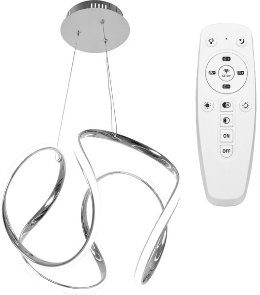 Toolight Toolight, LED závěsné stropní svítidlo 60W + dálkové ovládání APP385-CP, chromová, OSW-06901