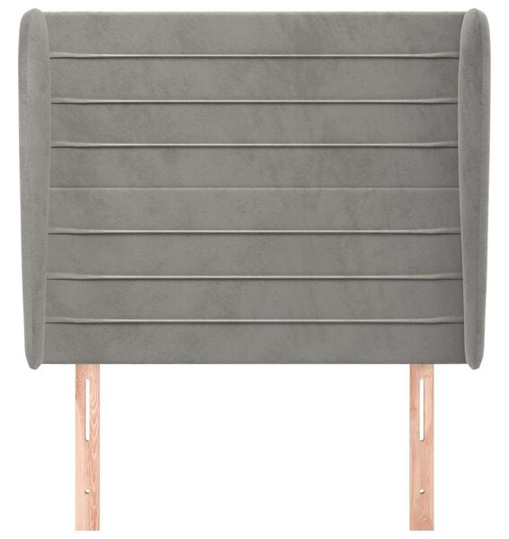 Čelo postele typu ušák světle šedé 103x23x118/128 cm samet 3118138