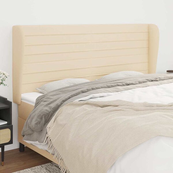 Čelo postele typu ušák krémové 183x23x118/128 cm textil 3118115