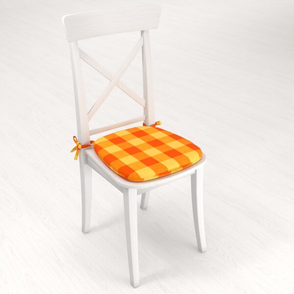 Biante Oblý bavlněný podsedák Olivia OL-003 Oranžovo-žlutá kostka velká - 39x37x3 cm