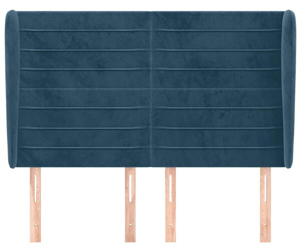 Čelo postele typu ušák tmavě modrá 147x23x118/128 cm samet 3118148