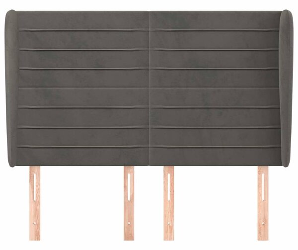 Čelo postele typu ušák tmavě šedé 147x23x118/128 cm samet 3118145