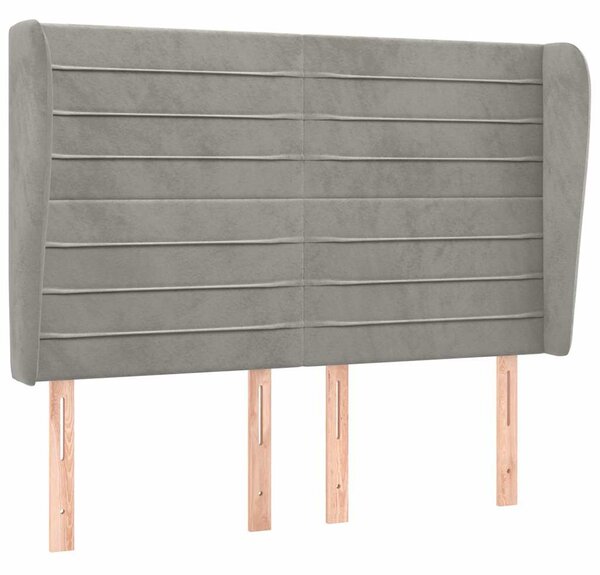 Čelo postele typu ušák světle šedé 147x23x118/128 cm samet 3118144