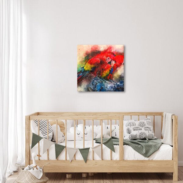 Obraz červených papoušků ara (30x30 cm)