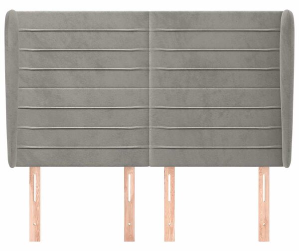 Čelo postele typu ušák světle šedé 147x23x118/128 cm samet 3118144