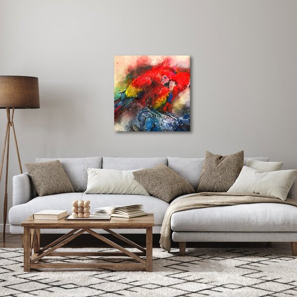 Obraz červených papoušků ara (30x30 cm)